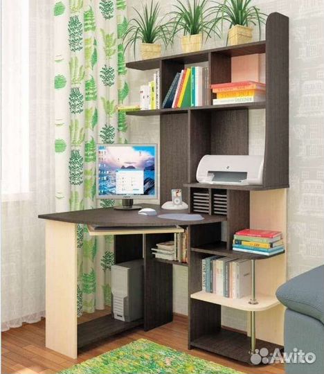 Стол письменный, компьютерный угловой с полками
