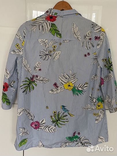 Рубашка zara в синяя в полоску