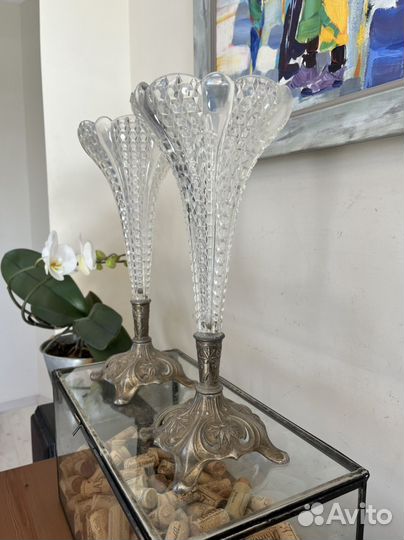 Ваза хрусталь 33.2 см антикварная. Франция