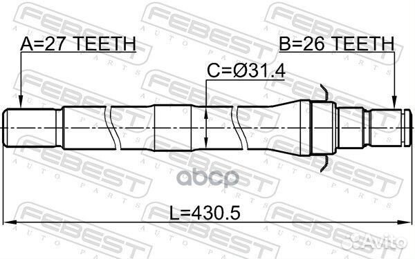 Полуось правая 27x430x26 hyundai IX35/tucson 14