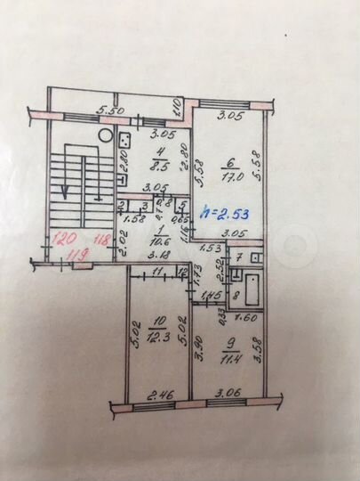 3-к. квартира, 66,1 м², 5/5 эт.