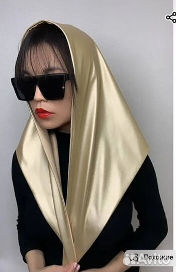 Косынка Бандана золотая. Экокожа