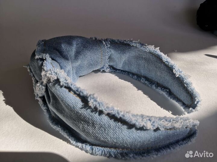 Ободок джинсовый, повязка для волос ручной работы