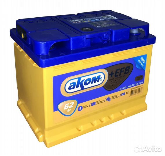 Новый аккумулятор akom +EFB 62Ah 600А Е\П