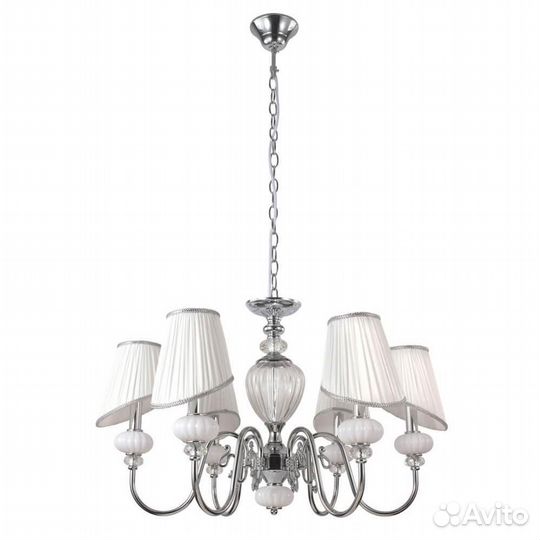 Люстра подвесная металл и текстиль в спальню