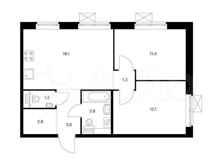2-к. квартира, 54,4 м², 24/25 эт.