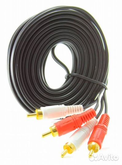 Кабель 2х2 RCA 5м, толстый провод, штекеры покрыты