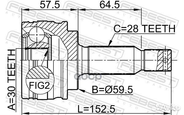 ШРУС наружный 30X59.5X28 mitsubishi lancer 07