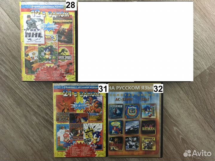 Картриджи Sega много-вки в боксах из 90-х (24 шт.)