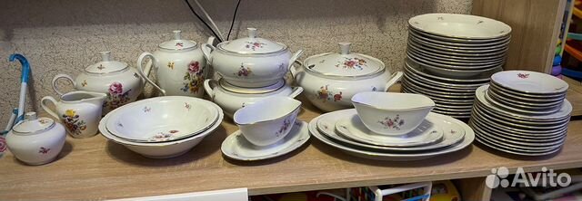 Сервиз 12 персон гдр Мейсенский букет