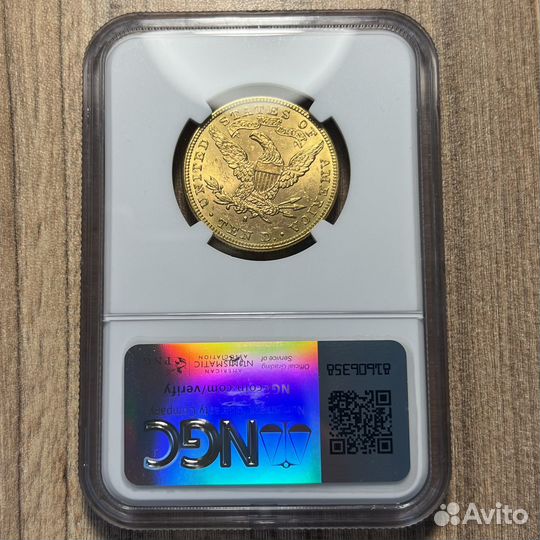 Золотая монета 10 1888-S год США MS 63 NGC