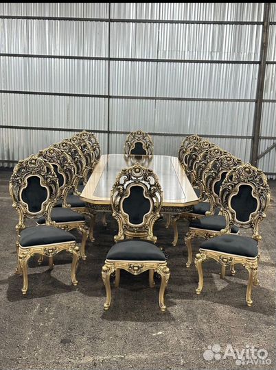 Стол стулья платина