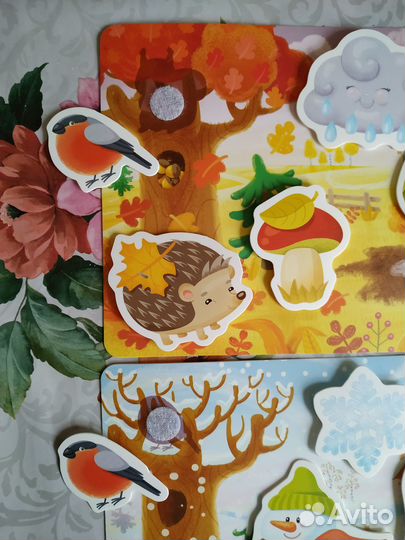 Развивающая игра.Времена года. Пластик на липучках