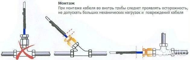 Греющий кабель в трубу 43 метра саморег комплект