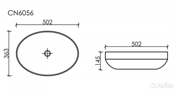 Раковина накладная Ceramica nova CN6056 (50см)