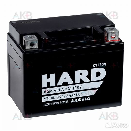 Аккумулятор для мопеда и скутера hard 1204 YTX4L-B