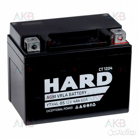Аккумулятор для мопеда и скутера hard 1204 YTX4L-B