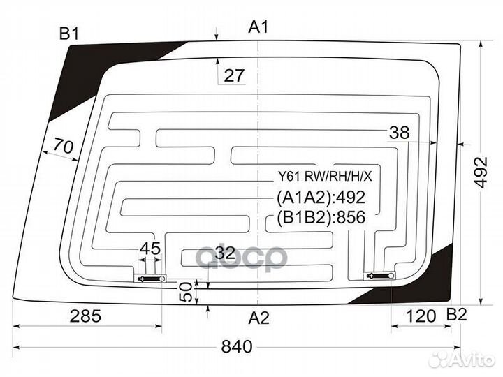 Стекло заднее (Цвет зеленый/ Обогрев/ справа. р
