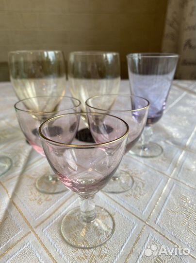 Фужеры рюмки бокалы СССР цветное стекло