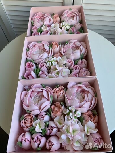 Зефирные цветы в коробке