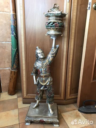 Очень редкая посеребренная фигура китайский воин