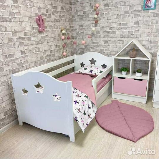 Кроватка берёза сингл детская с бортиком