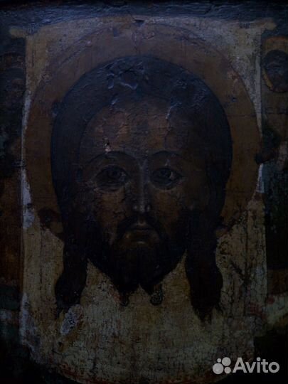 Икона 16-18 веков. Спас нерукотворный мокрая брада