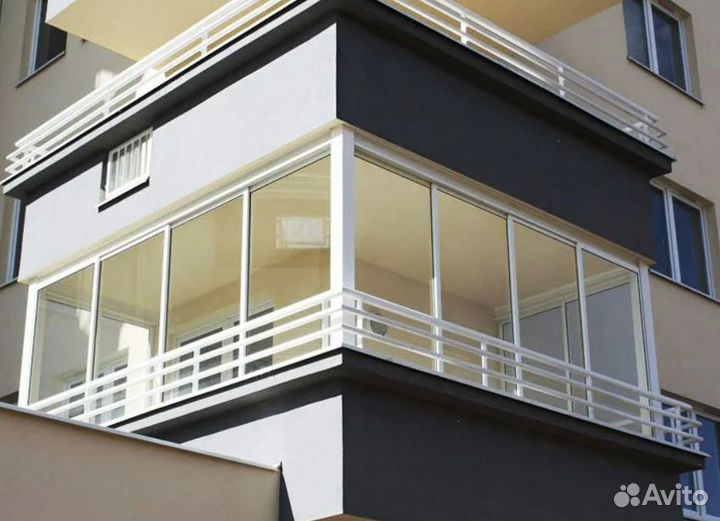 Остекление раздвижное с отделкой