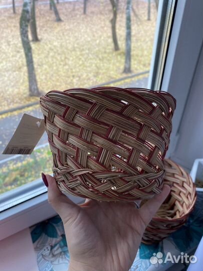 Кашпо плетеное d15, h10