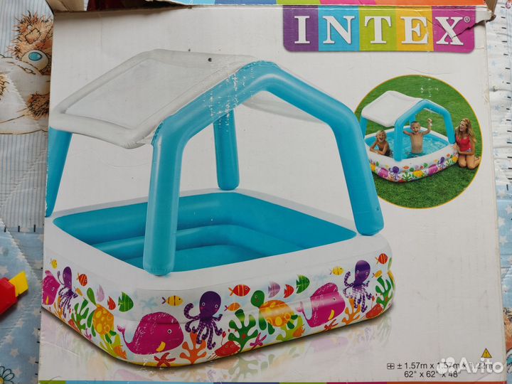 Бассейн надувной с навесом intex новый