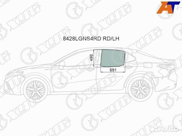 Стекло боковое опускное toyota camry europe/russia
