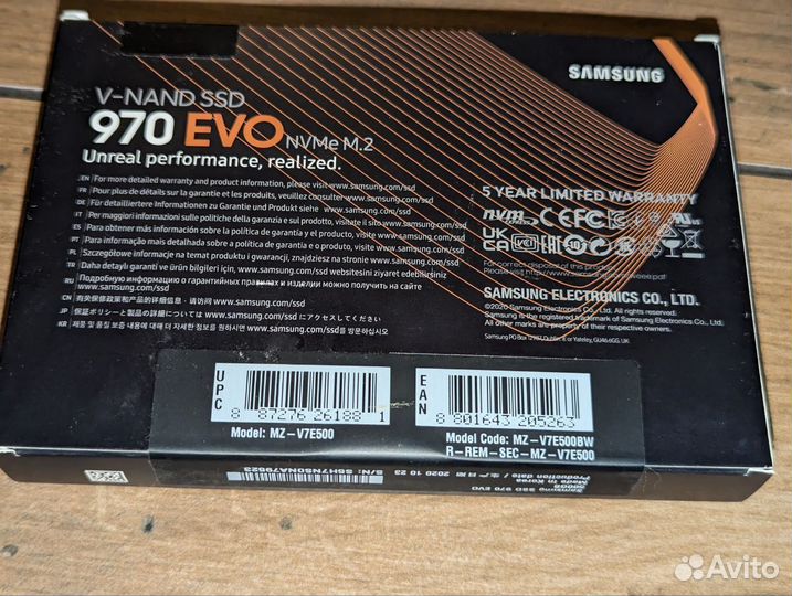 SSD 500 Gb M.2 (2280) Samsung 970 EVO (MZ-V7E500)