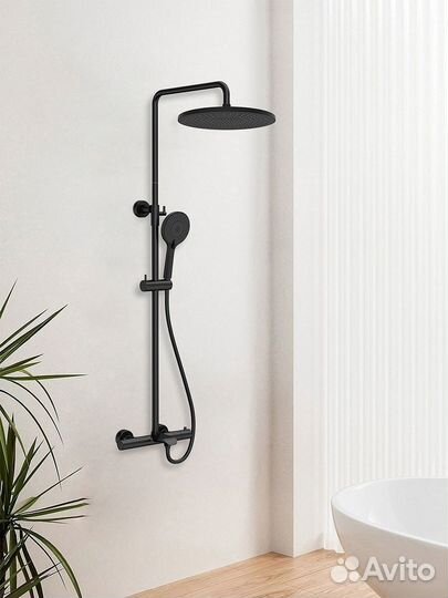 Душевая система Vincea Esse с термостатом черный матовый vsfs-1E1TMB