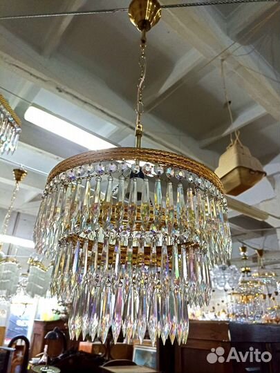 Винтажная хрустальная люстра, Чехословакия, 1970х