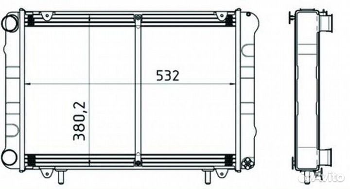 Радиатор газ-3302 Бизнес медный 2-х ряд