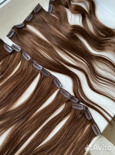 Волосы на заколках натуральные