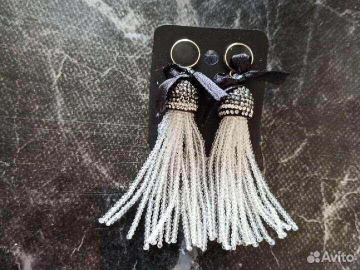 Серьги-кисти хрусталь