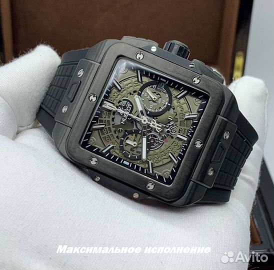 Часы мужские кварцевые квадратные черные