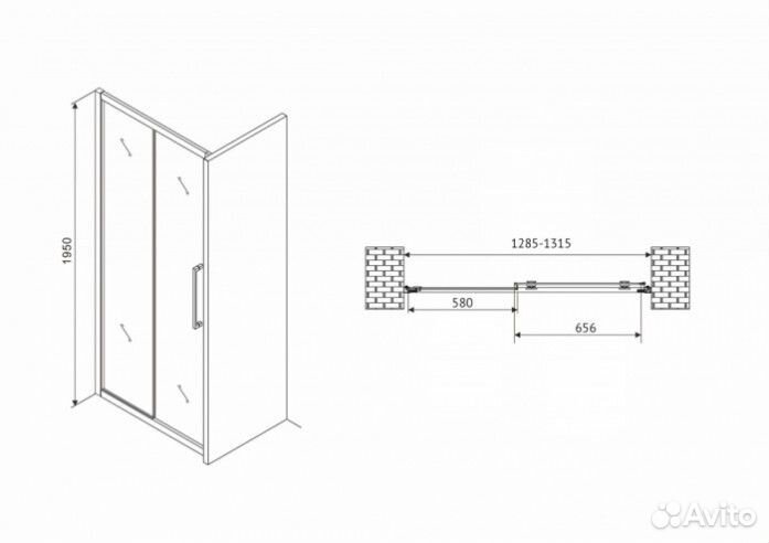 Душевая дверь Abber Schwarzer Diamant AG30130H 130 см