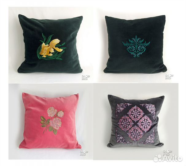 Декоративный чехол на подушку с вышивкой, новый