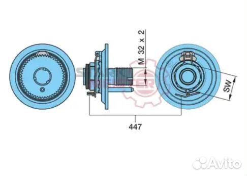 Болт M32x2.0mm осевой со стопорной зубчатой шайбой