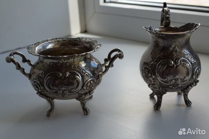 Серебряные сливочник и сахарница 800 проба