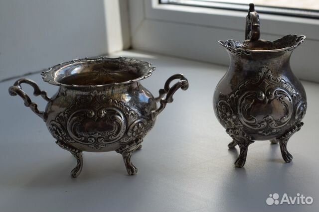 Серебряные сливочник и сахарница 800 проба