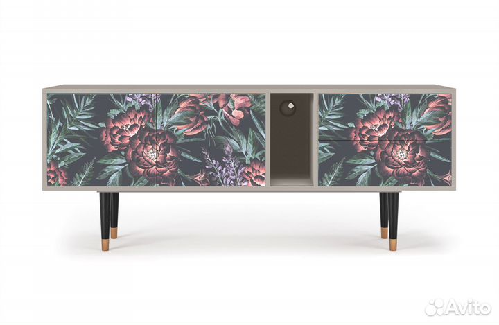 Тв-тумба T1 - Сатин - Dark Peonies