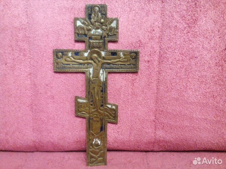 Напрестольный крест 19 века в эмалях