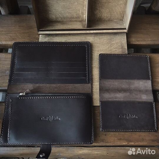 Набор Клатч и обложка ручной работы с гравировкой