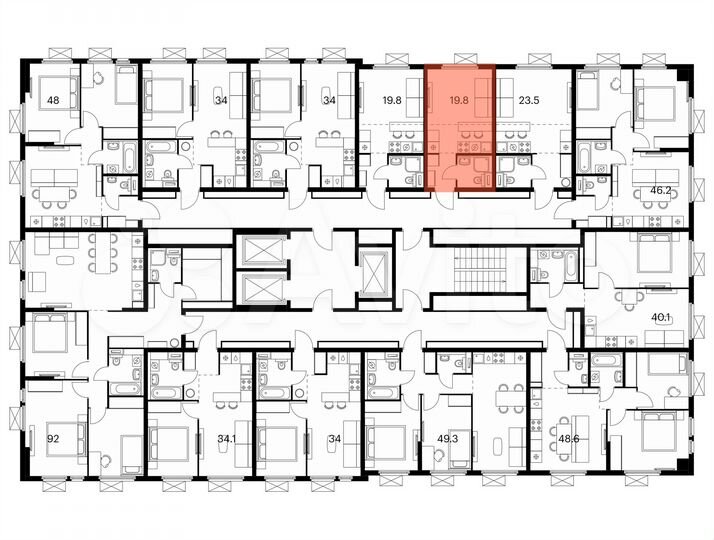 Квартира-студия, 19,8 м², 9/25 эт.
