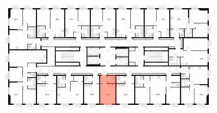 Квартира-студия, 19,9 м², 5/28 эт.