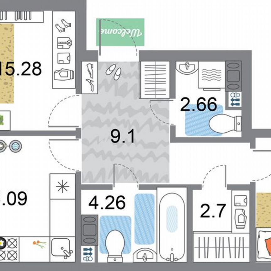 2-к. квартира, 67,7 м², 5/12 эт.