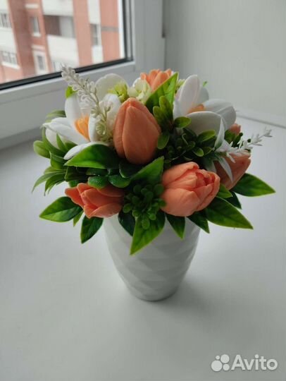 Букет подснежников из мыла